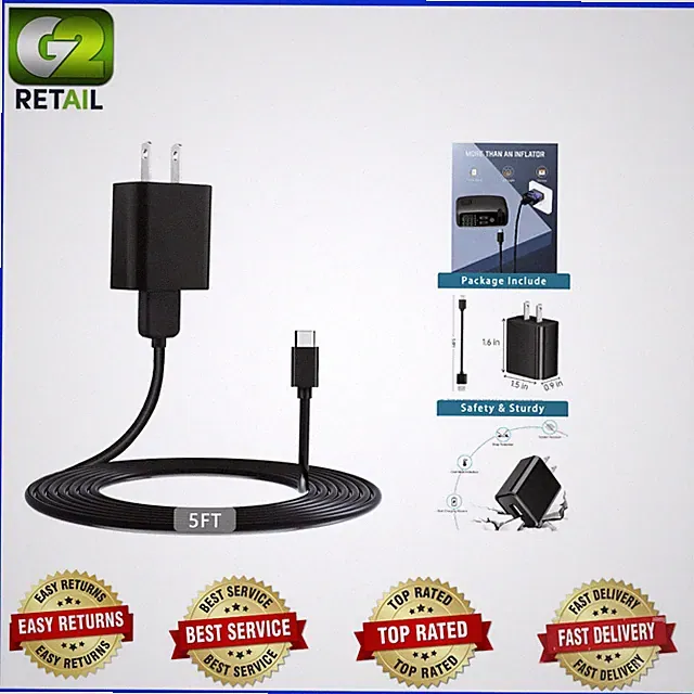 10W Fast Charging USB Type C Cable for Airmoto/AstroAI Tire Inflators - 5FT