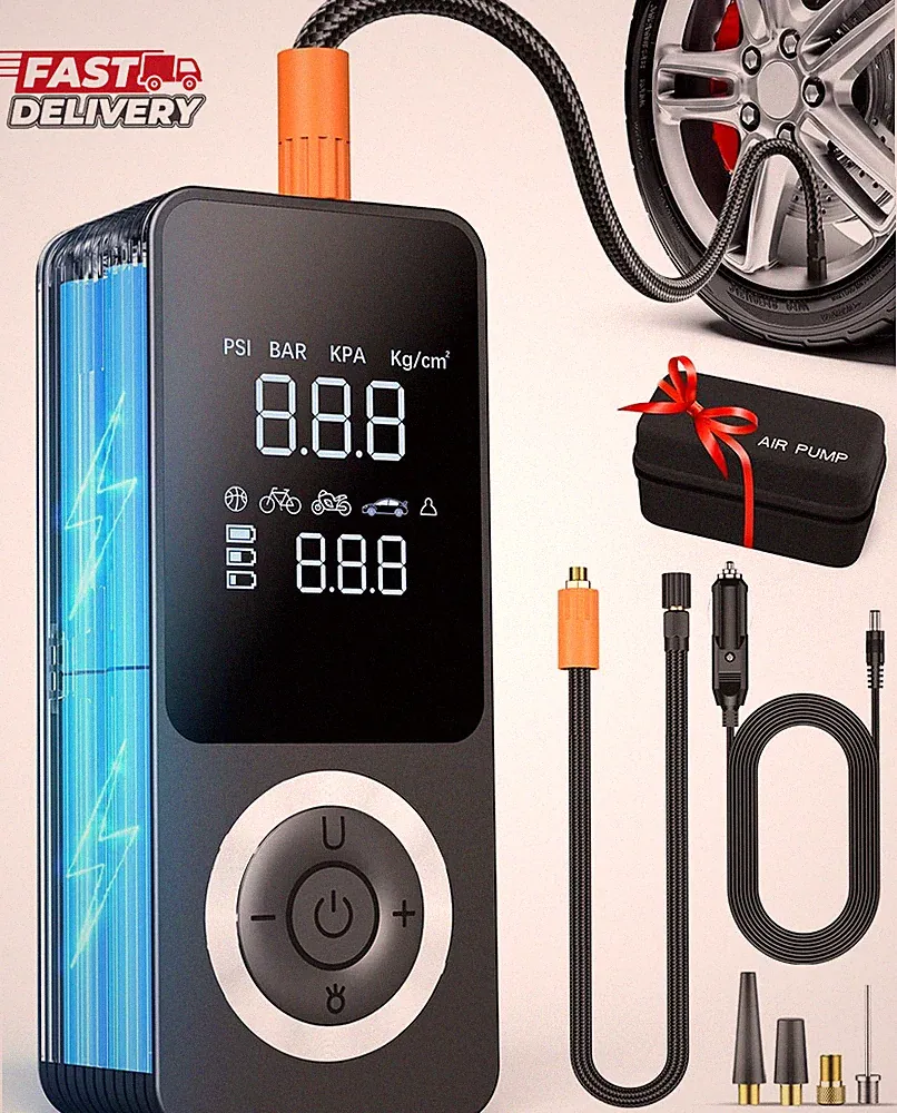 Cordless Tire Inflator Portable Air Compressor, Smart Air Pump for Car Tire with